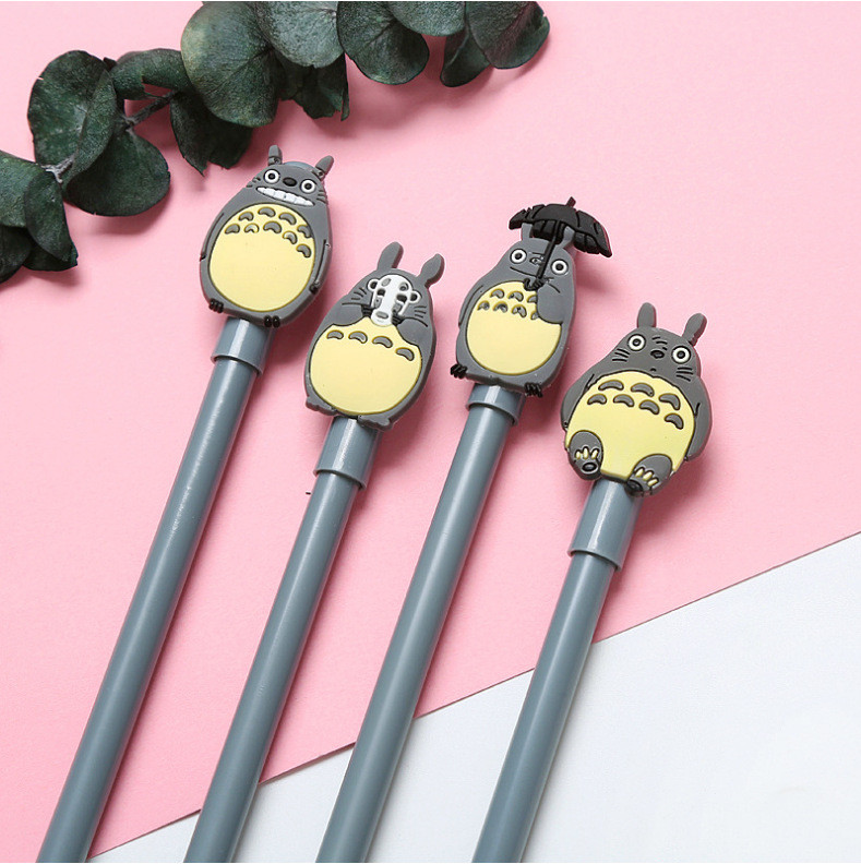 4 τεμάχια/Σετ Kawaii Cute Cartoon Anime Totoro Gel Pen Grimace Αρσενικό 0,5 χιλιοστών Μαύρο μελάνι Γραφείου Σχολικό Γραφικό Γραφείο Γραφείο μαθητών
