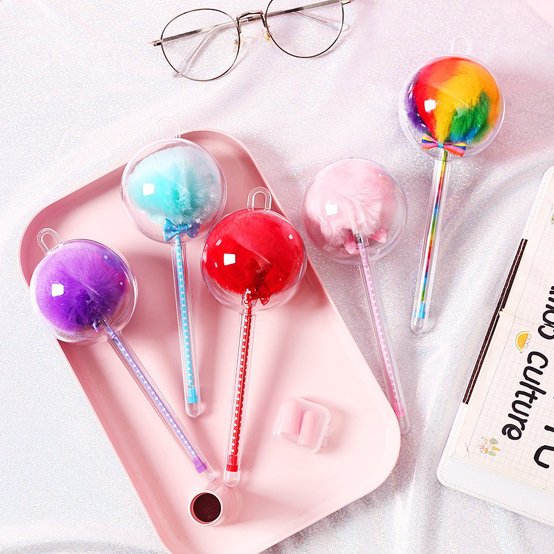 1 tk Loomingulised kirjatarbed Armas karusnahast pehme juuksekuuliga neutraalne pliiats, 0,5 mm musta vee allkirjaga kohev loominguline geelpliiats