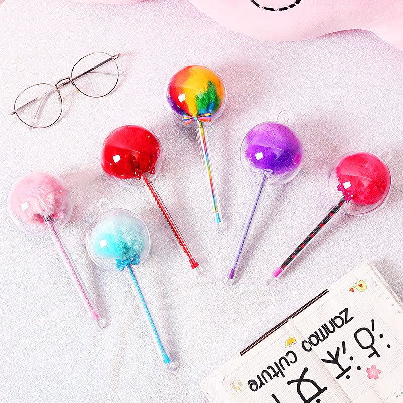 1 tk Loomingulised kirjatarbed Armas karusnahast pehme juuksekuuliga neutraalne pliiats, 0,5 mm musta vee allkirjaga kohev loominguline geelpliiats