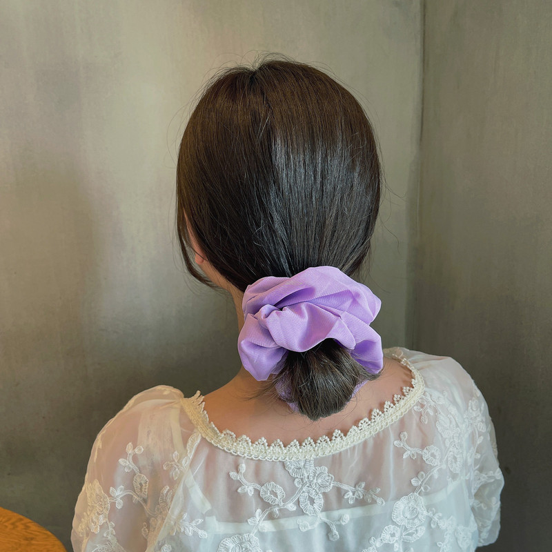 18CM шифон с голяма материя, плътен цвят, дамска дамска ластика за опашка Еластични ленти за коса Аксесоари за коса