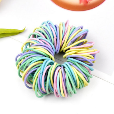 100 TK Tüdrukutele Armsad Nailonist Elastsed Juukselipsud Kummipaelad Juuksepaelad Lapse hobusesabahoidja Juuste Aksessuaarid Peakate