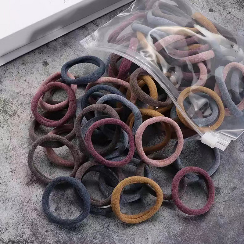 150 БР./Опаковка Памучни еластични вратовръзки за коса за жени Конска опашка Меки ленти за коса Модни аксесоари за коса 4,5 СМ унисекс ресници за коса