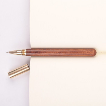 Винтидж дървена химикалка Топ месингова ролкова писалка Училищни бизнес подаръци Капачка Химикалки Ретро канцеларски материали за дропшипинг