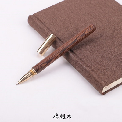 Винтидж дървена химикалка Топ месингова ролкова писалка Училищни бизнес подаръци Капачка Химикалки Ретро канцеларски материали за дропшипинг