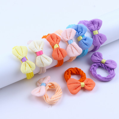 10 бр./лот Модни цветни мини панделки Еластично въже за коса за сладко момиче Дамска гумена лента Държач за конска опашка Шапки Детски аксесоари