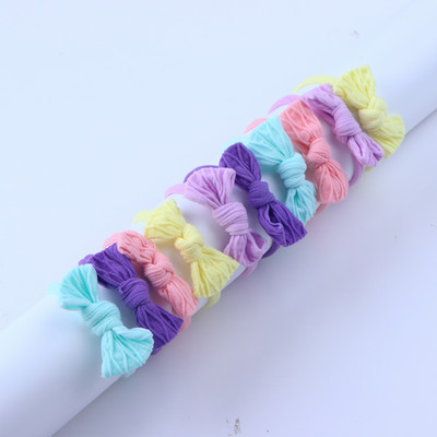 10 бр./лот Модни цветни мини панделки Еластично въже за коса за сладко момиче Дамска гумена лента Държач за конска опашка Шапки Детски аксесоари