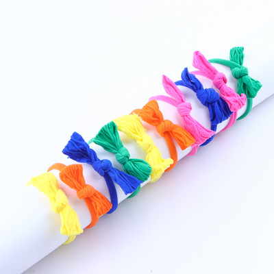 10 бр./лот Модни цветни мини панделки Еластично въже за коса за сладко момиче Дамска гумена лента Държач за конска опашка Шапки Детски аксесоари