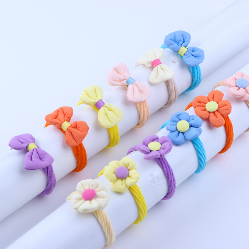 10 бр./лот Модни цветни мини панделки Еластично въже за коса за сладко момиче Дамска гумена лента Държач за конска опашка Шапки Детски аксесоари
