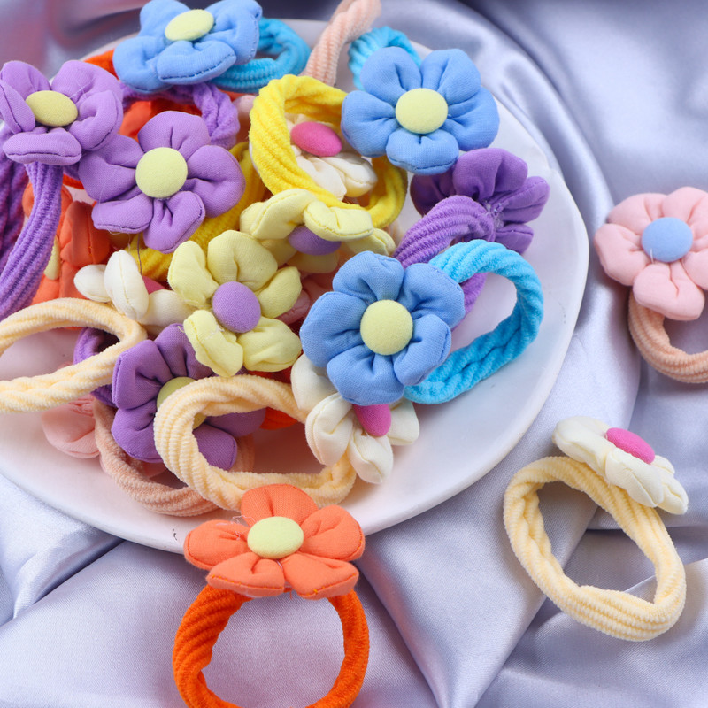 10 бр./лот Модни цветни мини панделки Еластично въже за коса за сладко момиче Дамска гумена лента Държач за конска опашка Шапки Детски аксесоари