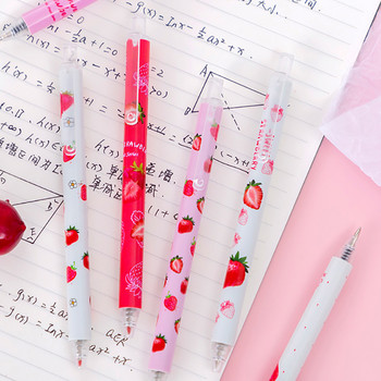 6 бр./лот Sweet Press Gel Pen Girl Strawberry 0,5 mm Черна гел химикалка Химикалка с черно мастило за училищни канцеларски материали Студентско писане