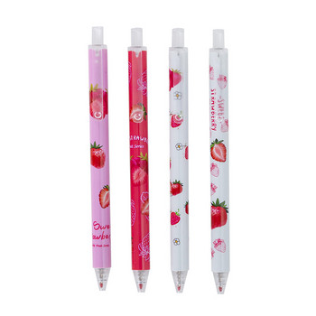 6 бр./лот Sweet Press Gel Pen Girl Strawberry 0,5 mm Черна гел химикалка Химикалка с черно мастило за училищни канцеларски материали Студентско писане