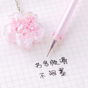 2 τμχ/παρτίδα Cute Pink Color Cherry Sakura Quicksand Sequins Gel στυλό μελάνι μαρκαδόρο Κορέα Σχολικό προμήθειο γραφείου Γραφική ύλη