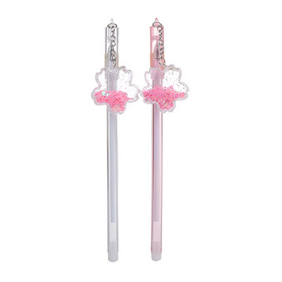 2 τμχ/παρτίδα Cute Pink Color Cherry Sakura Quicksand Sequins Gel στυλό μελάνι μαρκαδόρο Κορέα Σχολικό προμήθειο γραφείου Γραφική ύλη