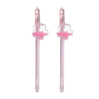 2 τμχ/παρτίδα Cute Pink Color Cherry Sakura Quicksand Sequins Gel στυλό μελάνι μαρκαδόρο Κορέα Σχολικό προμήθειο γραφείου Γραφική ύλη