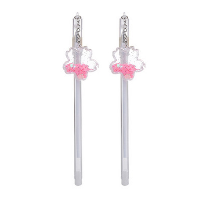 2 τμχ/παρτίδα Cute Pink Color Cherry Sakura Quicksand Sequins Gel στυλό μελάνι μαρκαδόρο Κορέα Σχολικό προμήθειο γραφείου Γραφική ύλη