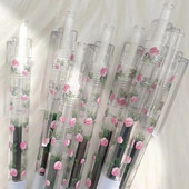 3 бр./партида Сладко цвете, прибираща се гел химикалка, прозрачно черно мастило, писалка за писане, проста канцеларски материали за ученици, офис подаръци