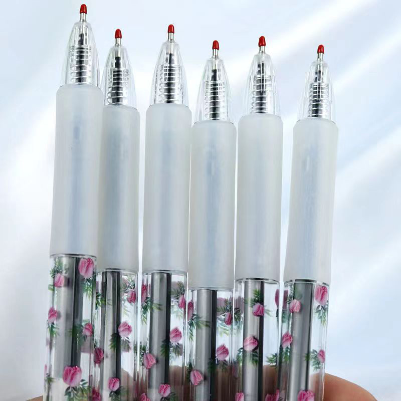 3 бр./партида Сладко цвете, прибираща се гел химикалка, прозрачно черно мастило, писалка за писане, проста канцеларски материали за ученици, офис подаръци