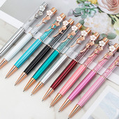 Творческа метална щипка за цветя Кристална писалка Неутрална химикалка Многоцветна химикалка Черна химикалка на водна основа Подарък за ученик Учебни принадлежности