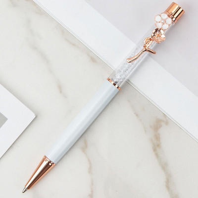 Творческа метална щипка за цветя Кристална писалка Неутрална химикалка Многоцветна химикалка Черна химикалка на водна основа Подарък за ученик Учебни принадлежности