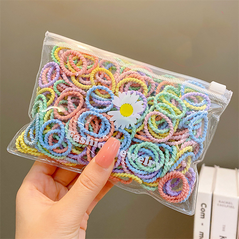 Molans 100 τμχ/Σετ Ελαστικές κορδέλες μαλλιών Αξεσουάρ μαλλιών για κορίτσια Πολύχρωμο νάιλον κεφαλόδεσμο Παιδική θήκη αλογοουράς Scrunchie στολίδια