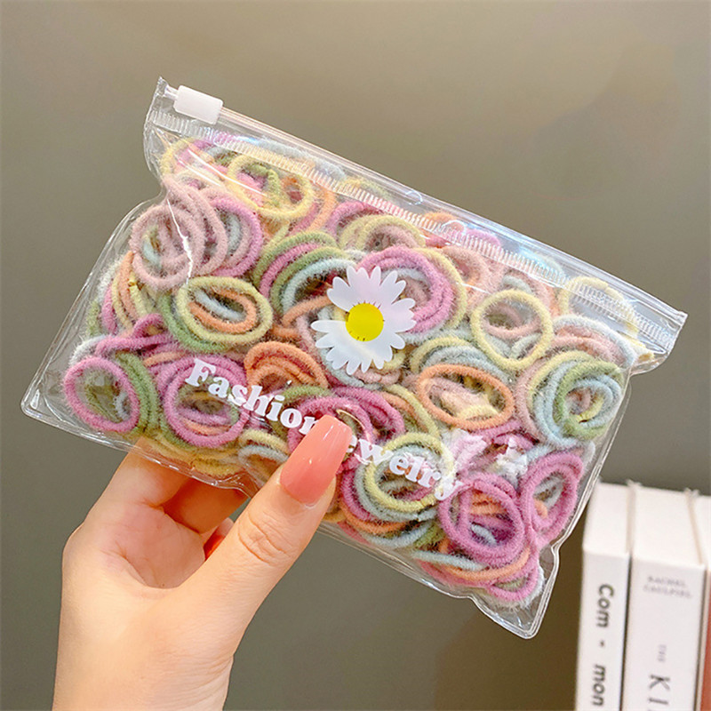 Molans 100 τμχ/Σετ Ελαστικές κορδέλες μαλλιών Αξεσουάρ μαλλιών για κορίτσια Πολύχρωμο νάιλον κεφαλόδεσμο Παιδική θήκη αλογοουράς Scrunchie στολίδια