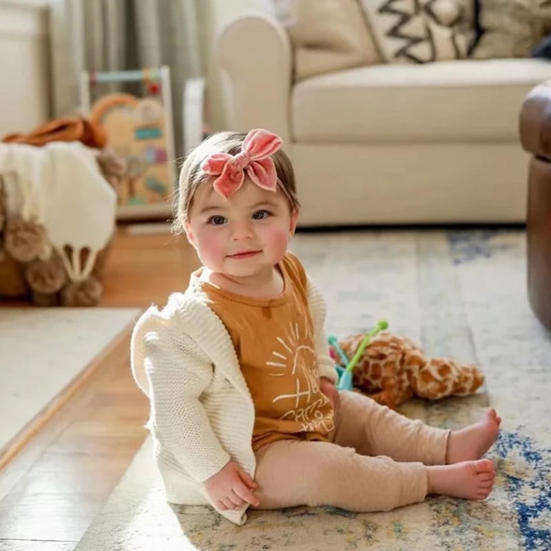 Корейски лък за коса Кадифени тюрбани за глава за момичета Скрънчи Едноцветни ленти за коса с лък възел за бебета момичета Сладки аксесоари 2022