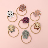 Лента за коса с контрастни цветове на цветя за новородено, Детски аксесоари за коса, лента за глава, лента за глава, флорални бебешки ленти за глава, найлонова лента за коса