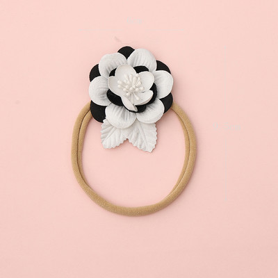 Лента за коса с контрастни цветове на цветя за новородено, Детски аксесоари за коса, лента за глава, лента за глава, флорални бебешки ленти за глава, найлонова лента за коса