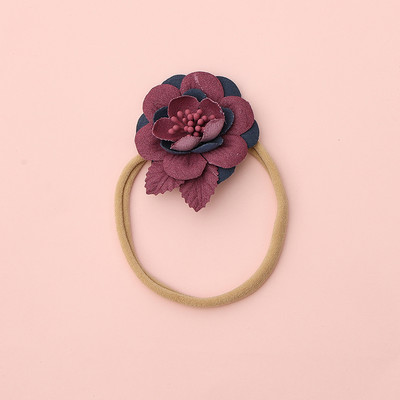 Лента за коса с контрастни цветове на цветя за новородено, Детски аксесоари за коса, лента за глава, лента за глава, флорални бебешки ленти за глава, найлонова лента за коса