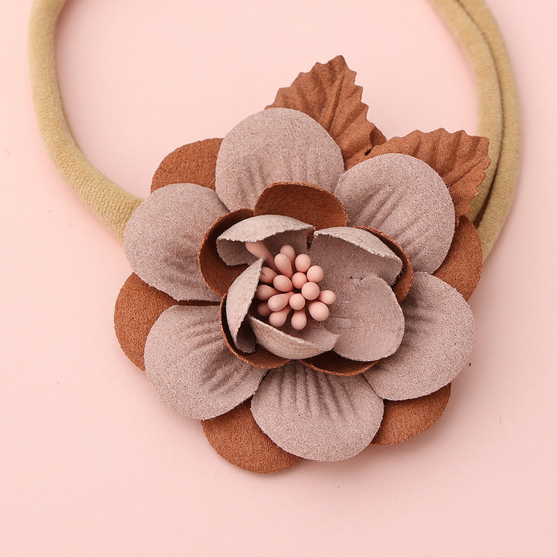 Лента за коса с контрастни цветове на цветя за новородено, Детски аксесоари за коса, лента за глава, лента за глава, флорални бебешки ленти за глава, найлонова лента за коса