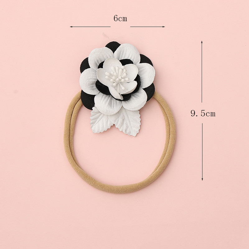Лента за коса с контрастни цветове на цветя за новородено, Детски аксесоари за коса, лента за глава, лента за глава, флорални бебешки ленти за глава, найлонова лента за коса