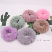 Moda fete elastic din blană de iepure artificială Scrunchie frânghie de păr blană de nurcă suport pentru coadă de cal elastic de pluș inel de păr Accesorii pentru păr t19