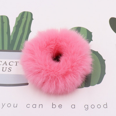 Moda fete elastic din blană de iepure artificială Scrunchie frânghie de păr blană de nurcă suport pentru coadă de cal elastic de pluș inel de păr Accesorii pentru păr t19