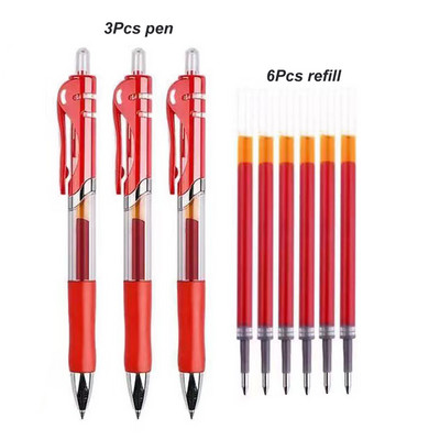 Комплект прибиращи се гел химикалки с черно/червено/синьо мастило Химикалка за писане 0,5 мм пълнители Офис аксесоари Ученически пособия Канцеларски материали