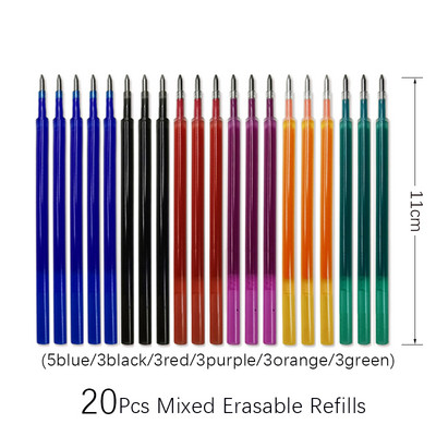 20 бр./лот 6 цвята изтриваеми пръти с мастило 0,5 mm Bullet с голям капацитет мастило с преса тип Magic Gel Pen Пълнежи за офис училище Инструмент за писане