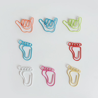 ALLTU 10 бр. Мултифункционален креативен цветен крак, длан, кламер, малки и свежи ученически отметки, сладка офис класификация