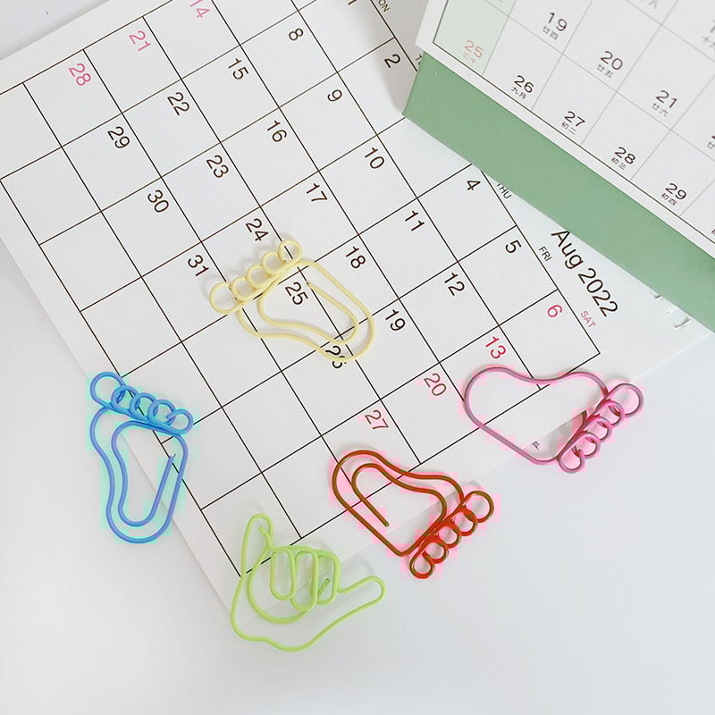 ALLTU 10 бр. Мултифункционален креативен цветен крак, длан, кламер, малки и свежи ученически отметки, сладка офис класификация