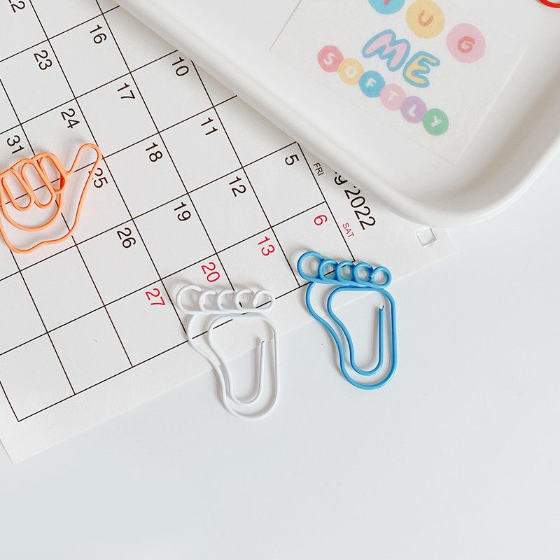 ALLTU 10 бр. Мултифункционален креативен цветен крак, длан, кламер, малки и свежи ученически отметки, сладка офис класификация