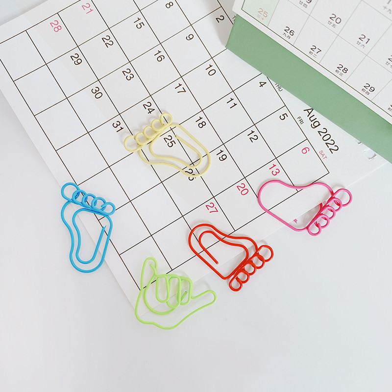 ALLTU 10 бр. Мултифункционален креативен цветен крак, длан, кламер, малки и свежи ученически отметки, сладка офис класификация