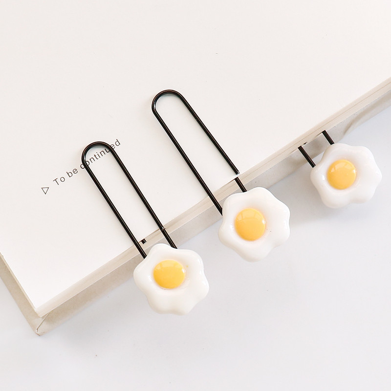 5Pcs/Lot Slatka crtana poširana jaja Spajalice Metalne spajalice Spajalice za oznake Školski pribor Kawaii uredski pribor Poklon