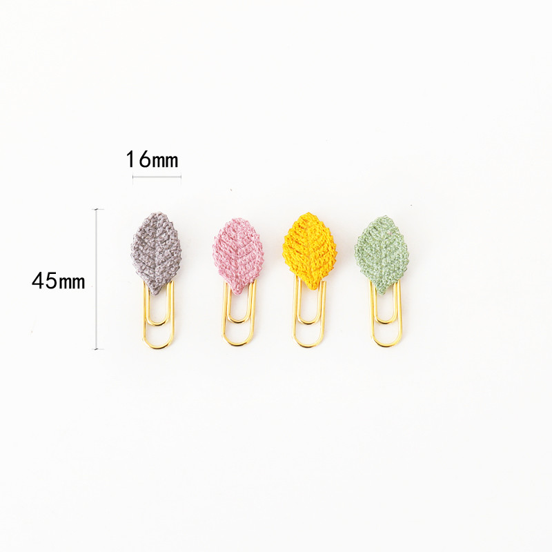 TUTU 3PCS slatke kawaii ručno izrađene metalne uredske školske spajalice za papir Cloth Art Leaf bookmark student memo clips pribor H0366