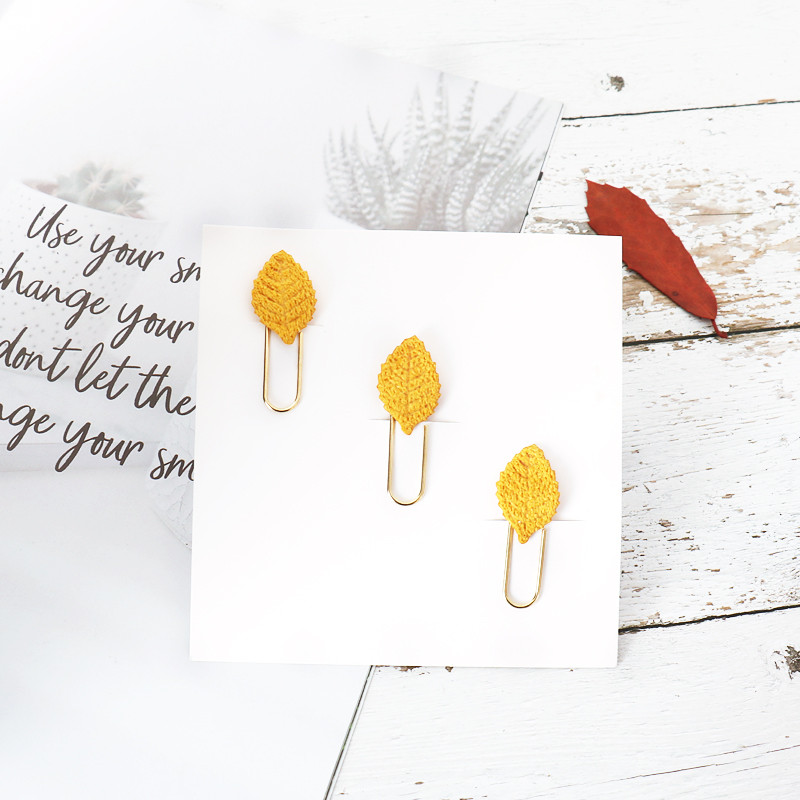 TUTU 3PCS slatke kawaii ručno izrađene metalne uredske školske spajalice za papir Cloth Art Leaf bookmark student memo clips pribor H0366