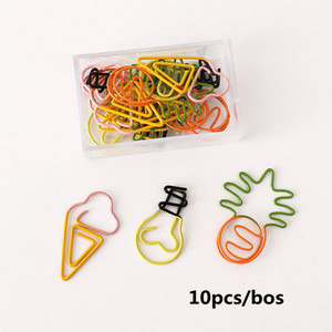 TUTU 10 бр./лот Creative Kawaii ананас крушка за сладолед Shaped Metal Paper Clip Маркировка за канцеларски материали Escolar Papelaria H0281