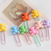 7 бр./лот Kawaii colorful Bear Paper Clip Decorative Bookmark Binder File Clips Училищни офис канцеларски принадлежности