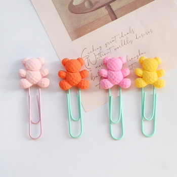 7 бр./лот Kawaii colorful Bear Paper Clip Decorative Bookmark Binder File Clips Училищни офис канцеларски принадлежности