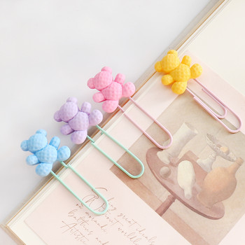 7 бр./лот Kawaii colorful Bear Paper Clip Decorative Bookmark Binder File Clips Училищни офис канцеларски принадлежности
