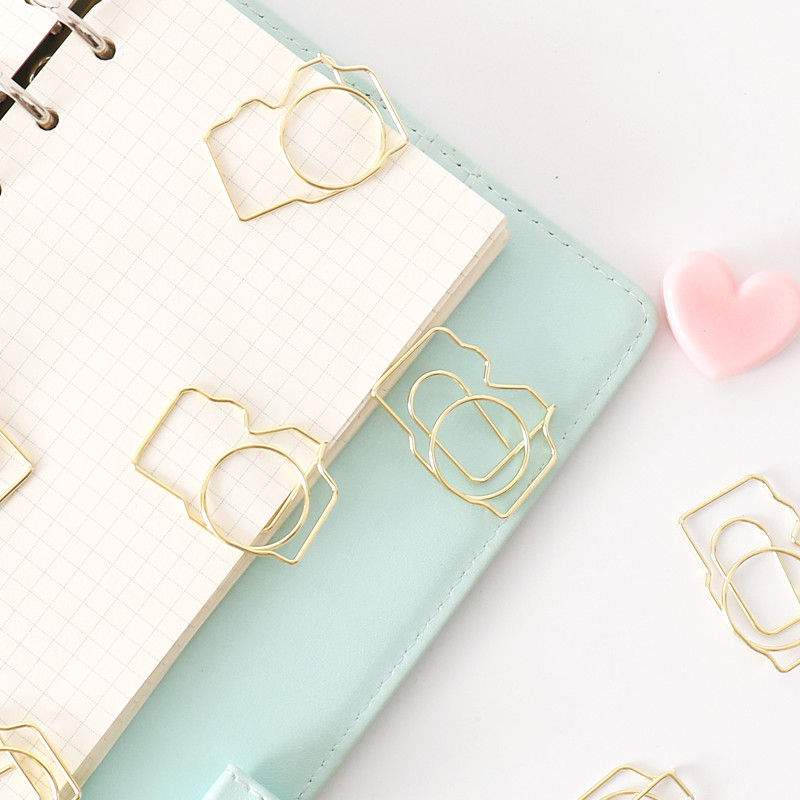 TUTU 5 tk/pakk suur kuldne kaameraklamber Õõnes metallist köiteklambrid Märkmed Kirjaklamber Kontoritarbed H0416