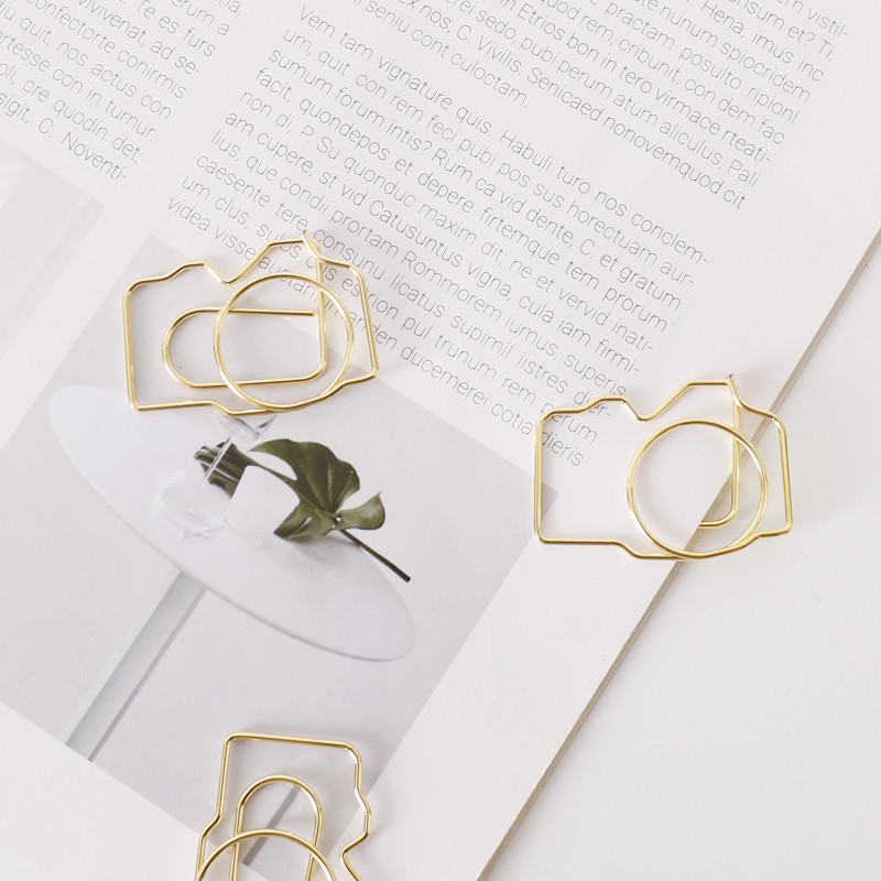 TUTU 5 tk/pakk suur kuldne kaameraklamber Õõnes metallist köiteklambrid Märkmed Kirjaklamber Kontoritarbed H0416