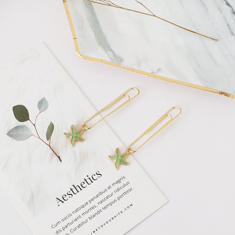 TUTU 5 бр./кутия Красива морска звезда Планер за отметки Щипка за хартия Метален материал Отметки за канцеларски материали за книги Училищен офис H0336