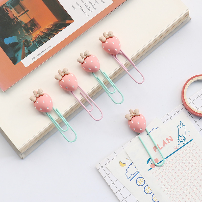 5 kom/lot Kawaii jagode Spajalica za papir Ukrasna kopča za vezivo oznaka Školski uredski pribor